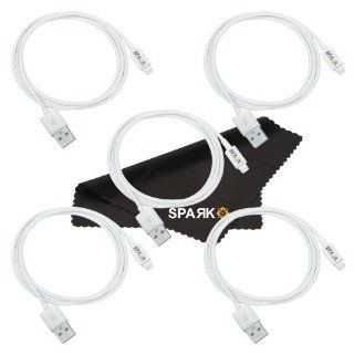 5x White 8 Pin USB Sync Charger Cable Cord Data for iPhone 5 Ipod Touch 5th New WITH SPARK ELECTRONICS LOGO by Spark Electronics (White): Cell Phones & Accessories