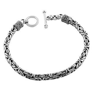 Oxidized Sterling Silver 5 mm Bali Bracelet (8.5 Inch): Jewelry