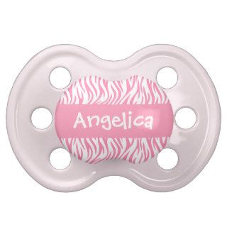 Pink ZEBRA Baby Girl Custom Name V38 Pacifier