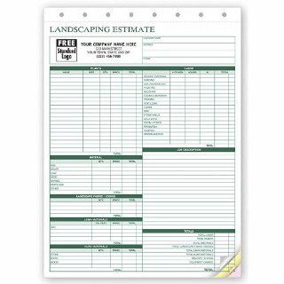 Landscape Bid   Landscaping Estimate Form (250) : Office Storage Supplies : Office Products