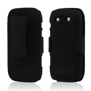 Black Blackberry Torch 9860, 9850 Rubberized Hard Plastic Snap On Shell Case Cover & Holster W/ Swivel Belt Clip: Cell Phones & Accessories