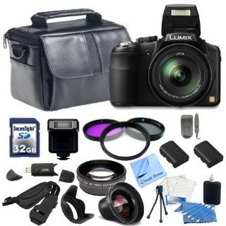 Panasonic Lumix FZ200 Digital Camera with CS Ultimate Kit: Includes 2 Replacement Batteries, Rapid Travel Charger, 32GB SDHC Memory Card, Slave Flash, 0.45x High Definition Wide Angle Lens, 2x Telephoto HD Lens, 3 Piece Multi Coated Filter Kit, Tulip Lens 