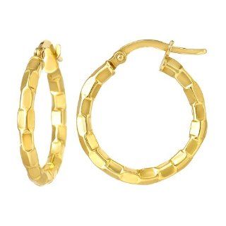 14k Yellow Gold Design Hoop Earrings: Jewelry