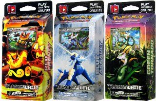 Pokemon Card Game Black & White Set of 3 Theme Decks (Blue Assault, Red Frenzy & Green Tornado): Toys & Games