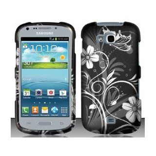 Samsung Galaxy Axiom R830 (US Cellular) White Flowers Design Snap On Hard Case Protector Cover + Car Charger + Free Neck Strap + Free Animal Rubber Band Bracelet: Cell Phones & Accessories