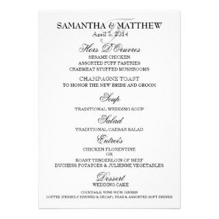 Menu template wedding engagement anniversary custom invites