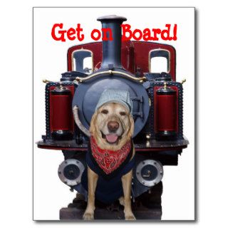 Lab/Dog Train Engineer Post Cards