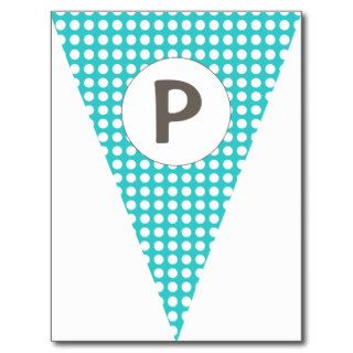 Fun Polkadot Teal Customizable Flag Bunting Postcards