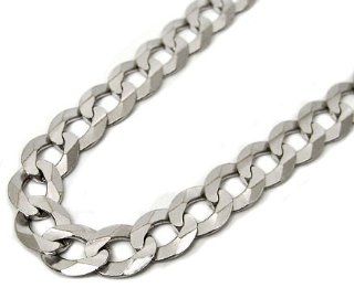 Mens 10k White Gold Curb Cuban Link Chain Necklace 32 Inch: Jewelry