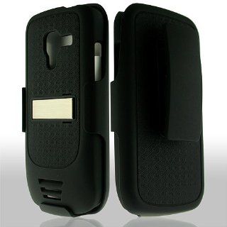 Black Hard Soft Gel Dual Layer Holster Stand Cover Case for Samsung Galaxy Exhilarate SGH I577 Cell Phones & Accessories