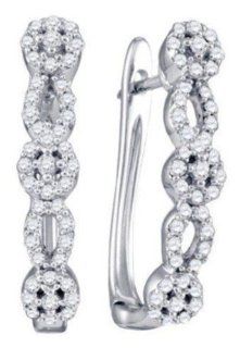 0.5 cttw 10k White Gold Diamond Bridal Flower Hoop Earrings (Real Diamonds: 1/2 cttw): Jewelry