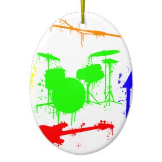 Paint Splatter Musical instruments Band Graffiti Christmas Ornament