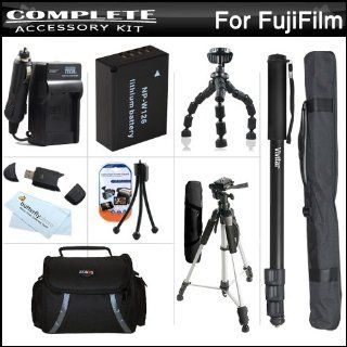 Complete Accessory Kit For Fuji Fujifilm FinePix HS30EXR, X E1, X E2, HS50EXR, X T1 Digital Camera Includes Extended (1500 Mah) Replacement NP W126 Battery + AC/DC Charger + Deluxe Case + 57 Tripod + 67 Monopod + 7 Flexible Tripod + USB Reader + More : Fuj