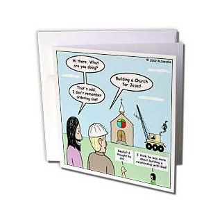 gc_2589_2 Rich Diesslins Funny Theology Cartoons   Modernism   Building a Church for Jesus   Greeting Cards 12 Greeting Cards with envelopes : Office Products