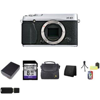 Fujifilm X E1 16.3MP Compact System Digital Camera   Body Only (Silver) + NP W126 Lithium Ion Replacement Battery + 8GB SDHC Class 10 Memory Card + Carrying Case + Memory Wallet + Table Top Tripod, Lens Cleaning Kit, LCD Protector + USB SDHC Reader : Camer