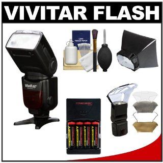 Vivitar Series 1 DF 583 i TTL Power Zoom DSLR Wireless TTL Flash with Batteries & Charger + Soft Box + Diffuser Bouncer + Cleaning Kit for Nikon D3200, D3300, D5200, D5300, D7000, D7100, D610 Digital SLR Cameras : On Camera Shoe Mount Flashes : Camera 