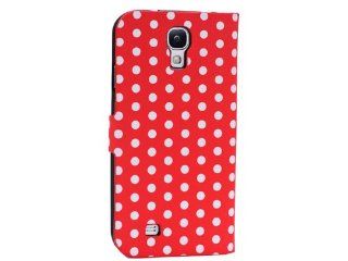 Synthetic Leather Polka Dot Flip Wallet Stand Folio Case Cover Samsung Galaxy S4 SIV i9500 Red: Cell Phones & Accessories