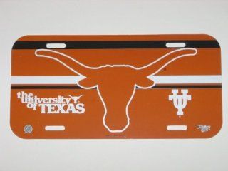 TEXAS LONGHORNS Officially Licensed Team Colored Logo Plastic LICENSE PLATE : Automotive License Plate Frames : Sports & Outdoors