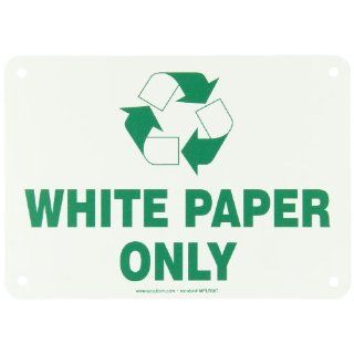 Accuform Signs MPLR587VP Plastic Sign, Legend "WHITE PAPER ONLY" with Graphic, 7" Width x 10" Length, Green on White Industrial Warning Signs
