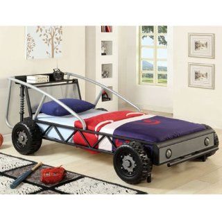 Metal Finish Black Racing Car Design Youth Bed Frame   Childrens Furniture