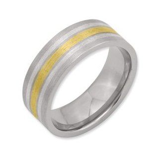 IceCarats Designer Jewelry Size 9 Titanium 14K Gold And Sterling Silver Inlay 8Mm Satin Band: IceCarats: Jewelry