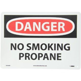 NMC D590AB OSHA Sign, Legend "DANGER   NO SMOKING PROPANE", 14" Length x 10" Height, Aluminum, Black/Red on White: Industrial & Scientific