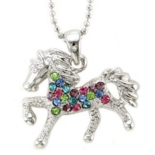 Multicolor Horse Necklace Pony Mustang Animal Pendant Charm Ladies Girls Women: Jewelry