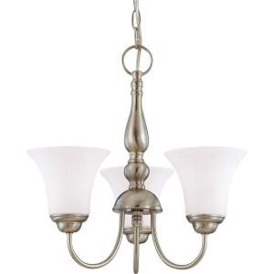Glomar Dupont 3 Light Brushed Nickel Chandelier with Satin White Glass Shade HD 1821