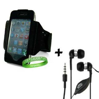 Apple iphone 4 Accessories Kit: Black OKER iPhone 4 Exercise Armband + No  hands iPhone 4 Earphones with microphone + VG Live * Laugh * Love Wrist Band!!!: Electronics
