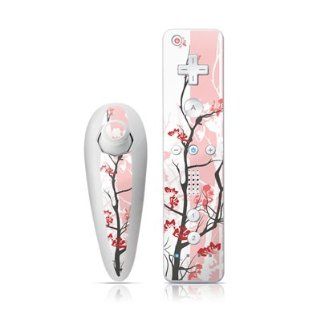 Pink Tranquility Design Nintendo Wii Nunchuk + Remote Controller Protector Skin Decal Sticker: Computers & Accessories