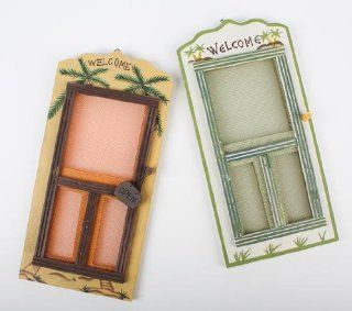 Primitive Painted Wood Miniature Spring Theme "Welcome" Screen Doors in Assorted Colors  2 Doors Sorry No Choice   Decorative Plaques