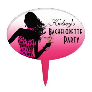 CAKE TOPPER Leopard Bachelorette Party   fuschia