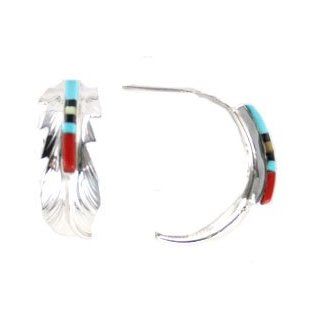 By Navajo Artist Freddie Barney: Sterling silver Large Half Hoop earrings: Jewelry