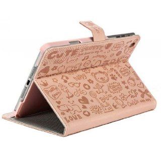 ECVISION Cute Cartoon Fancy Girls Book Style Folio Stand PU Leather Cover Case Skin for Ipad Mini Pink: Computers & Accessories