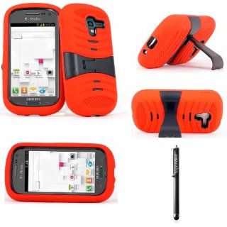 TopOnDeal TM Red and Black Hybrid Heavy Duty Rugged Shell Protective Phone Case Cover with Built in Kickstand+Free Stylus Touch Pen For Samsung Galaxy Exhibit SGH T599 T Mobile /MetroPCS Phone Accessory. (Red and Black): Cell Phones & Accessories