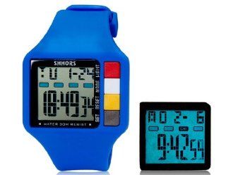 SHORS SH 601 Unisex Rectangular LED Digital Display Waterproof Watch (Blue) M.  Sports Fan Watches  Sports & Outdoors