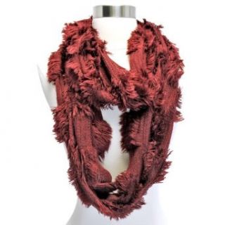 Luxury Divas Burgundy Knit Wispy Fringed Circular Ring Infinity Scarf at  Womens Clothing store: Fashion Scarves