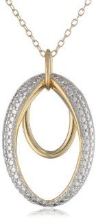 18k Yellow Gold Plated Sterling Silver Two Tone Double Open Oval Pendant Necklace, 18": Jewelry