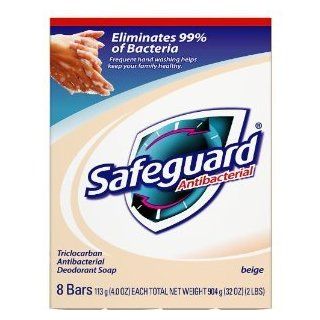 Safeguard Antibacterial Bar Soap, Beige 8 Count 4 oz. (Pack of 6): Health & Personal Care