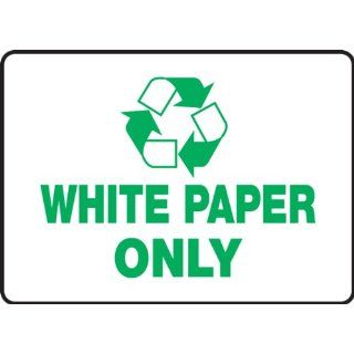 Accuform Signs MPLR586VS Adhesive Vinyl Sign, Legend "WHITE PAPER ONLY" with Graphic, 5" Width x 7" Length, Green on White: Industrial Warning Signs: Industrial & Scientific