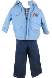 B T Kids Baby Boys Baby Blue Jacket Pant Set with Matching Shirt 18 Months: Clothing