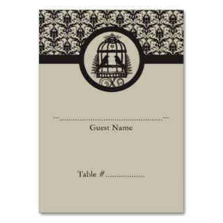 Mocha Lovebird Cage Reception Seating Card Business Card Templates