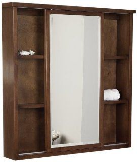 American Imaginations 28 35 Inch by 35 Inch American Birch Wood Square Medicine Cabinet, Cherry Finish   Shelving Hardware  
