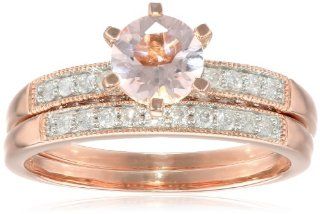 10k Rose Gold Morganite and Diamond Engagement Ring (0.33 cttw GH, Color, I2 I3 Clarity): Jewelry