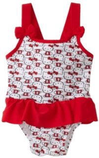 Hello Kitty Baby girls Infant Ruffle One Piece Swimsuit, White, 12 Months: Clothing