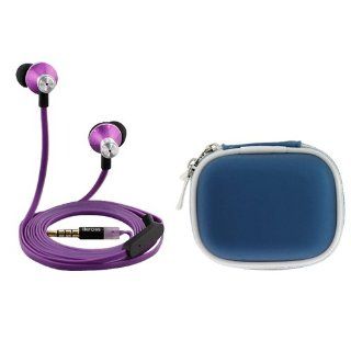 iKross Purple In Ear 3.5mm Noise Isolation Stereo Earbuds with Microphone + Blue Accessories Carrying Case for Nokia Lumia 610, Lumia 635, Lumia Icon (929), Lumia 1520, Lumia 2520, Lumia 1020: Cell Phones & Accessories