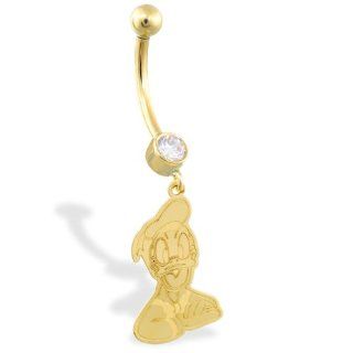 14K Yellow Gold Disney's Donald Duck Belly Button Ring: Body Piercing Rings: Jewelry