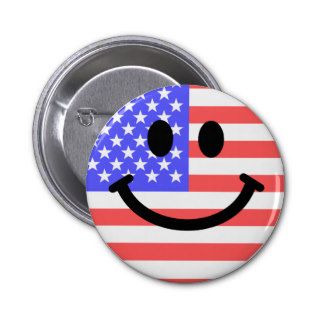 4th of July American Flag Smiley face Pins