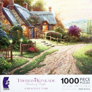 THOMAS KINKADE Painter of Light A PEACEFUL TIME 1000 Piece Jigsaw Puzzle: Toys & Games