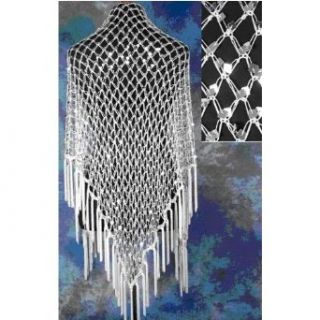 Sequin Shawl   Black or White with Gold, Silver or Multi Sequins, White/Silver Clothing